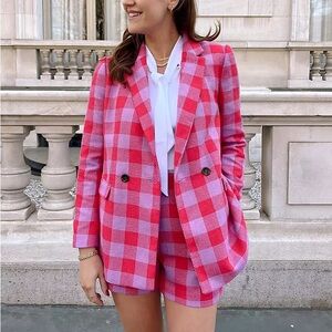 Ann Taylor Pink Plaid Blazer